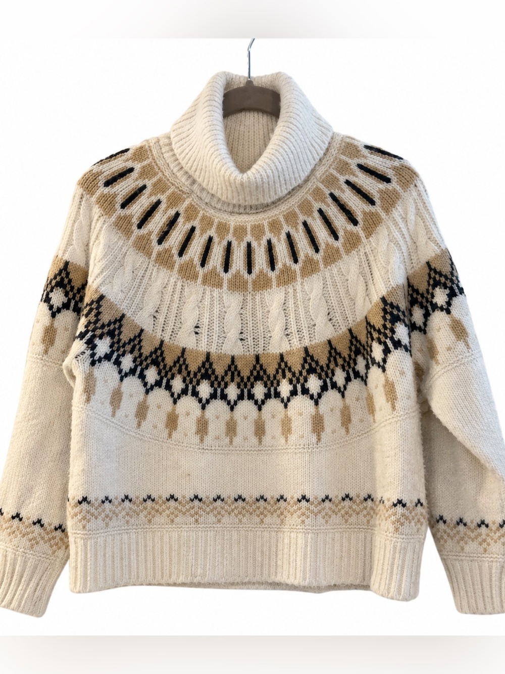 BEAUTIFUL! Old Navy Cozy Cream Fair Isle Turtleneck Sweater - Men's